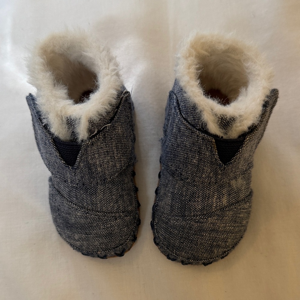 Toms Gray Baby Booties with Fleece Lining